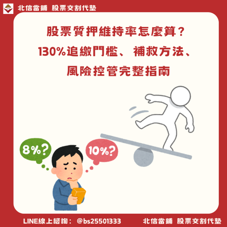 股票質押維持率怎麼算？130%追繳門檻、補救方法、風險控管完整指南