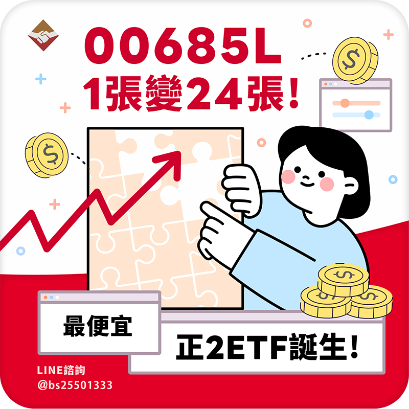 00685L 1張變24張！最便宜正2 ETF誕生